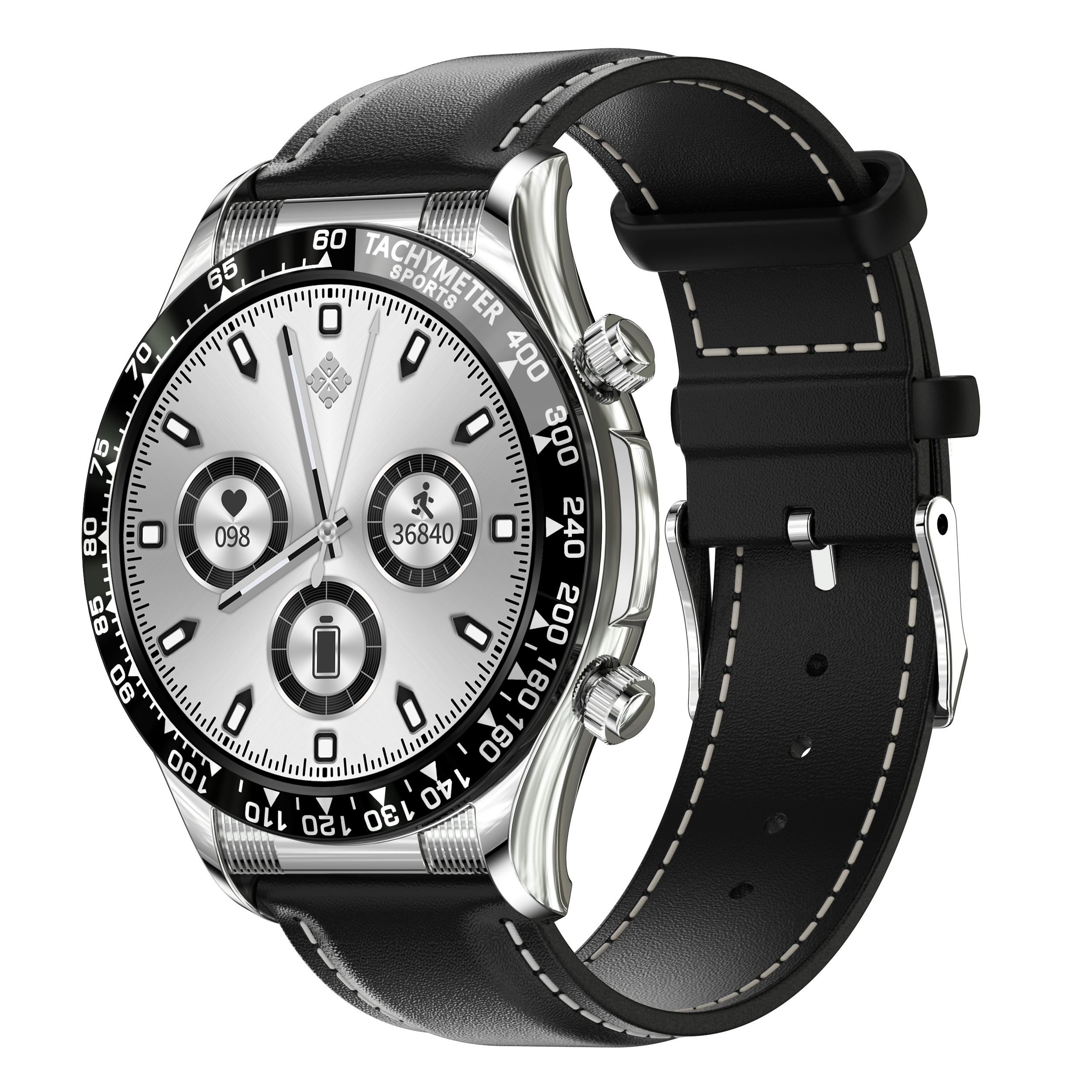 Terra Silver Leather Smartwatch