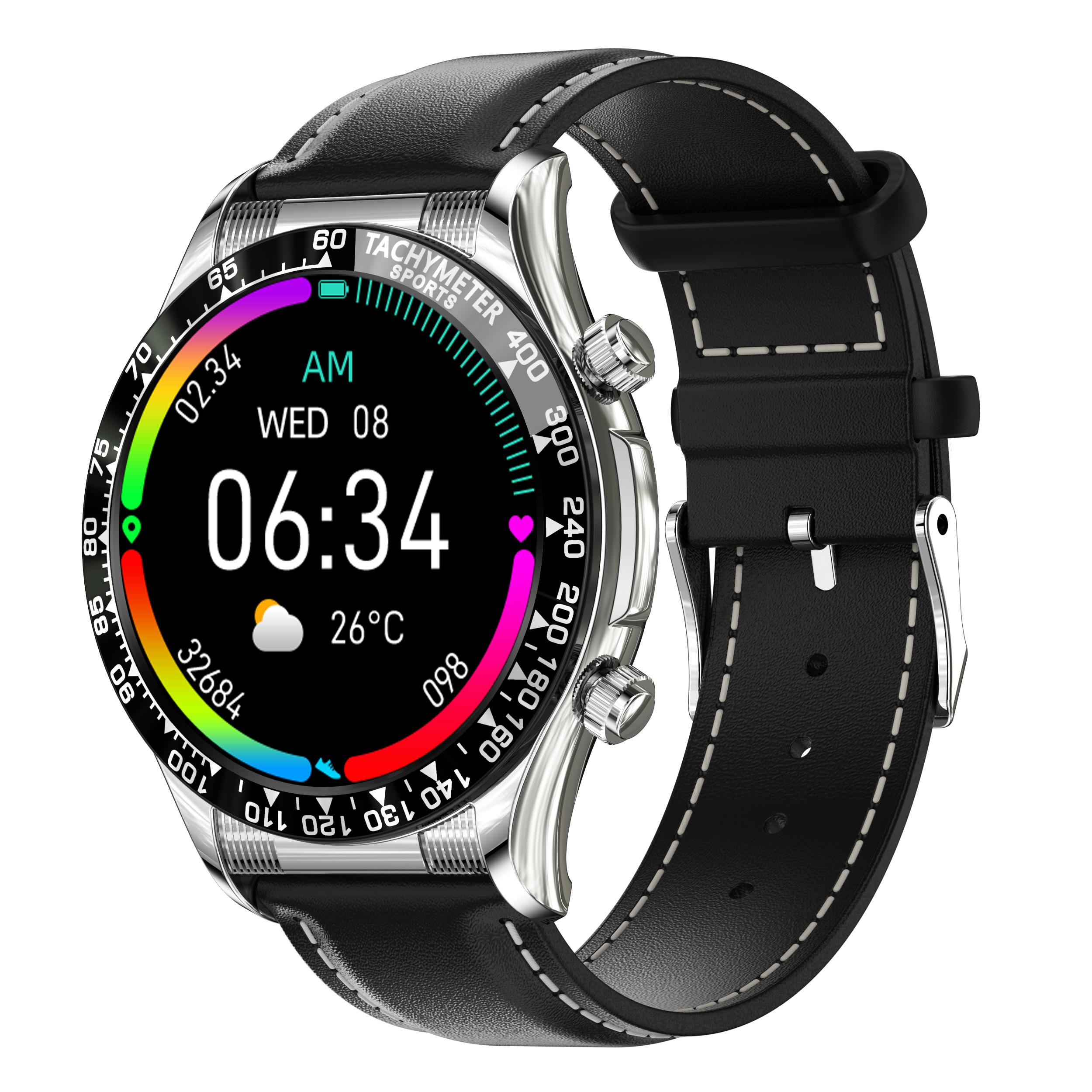 Terra Silver Leather Smartwatch