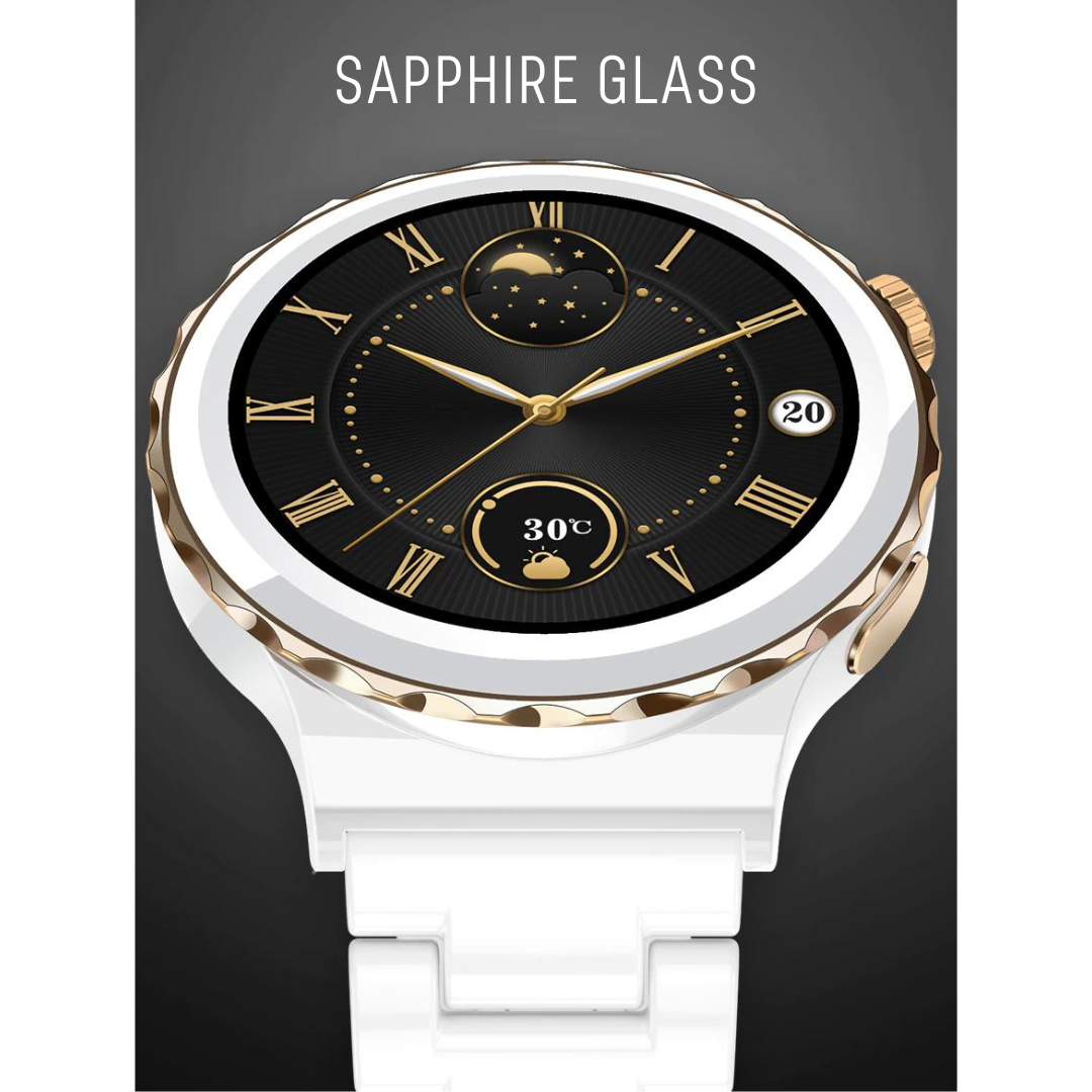 Luna Gold with White Leather Band Smartwatch